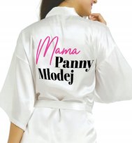 SZLAFROK SATYNOWY BIAŁY Wieczór Panieński MAMA PANNY MŁODEJ Różne Wzory