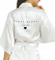 SZLAFROK SATYNOWY BIAŁY Wieczór Panieński PANNA MŁODA TWOJE IMIE Różne Wz