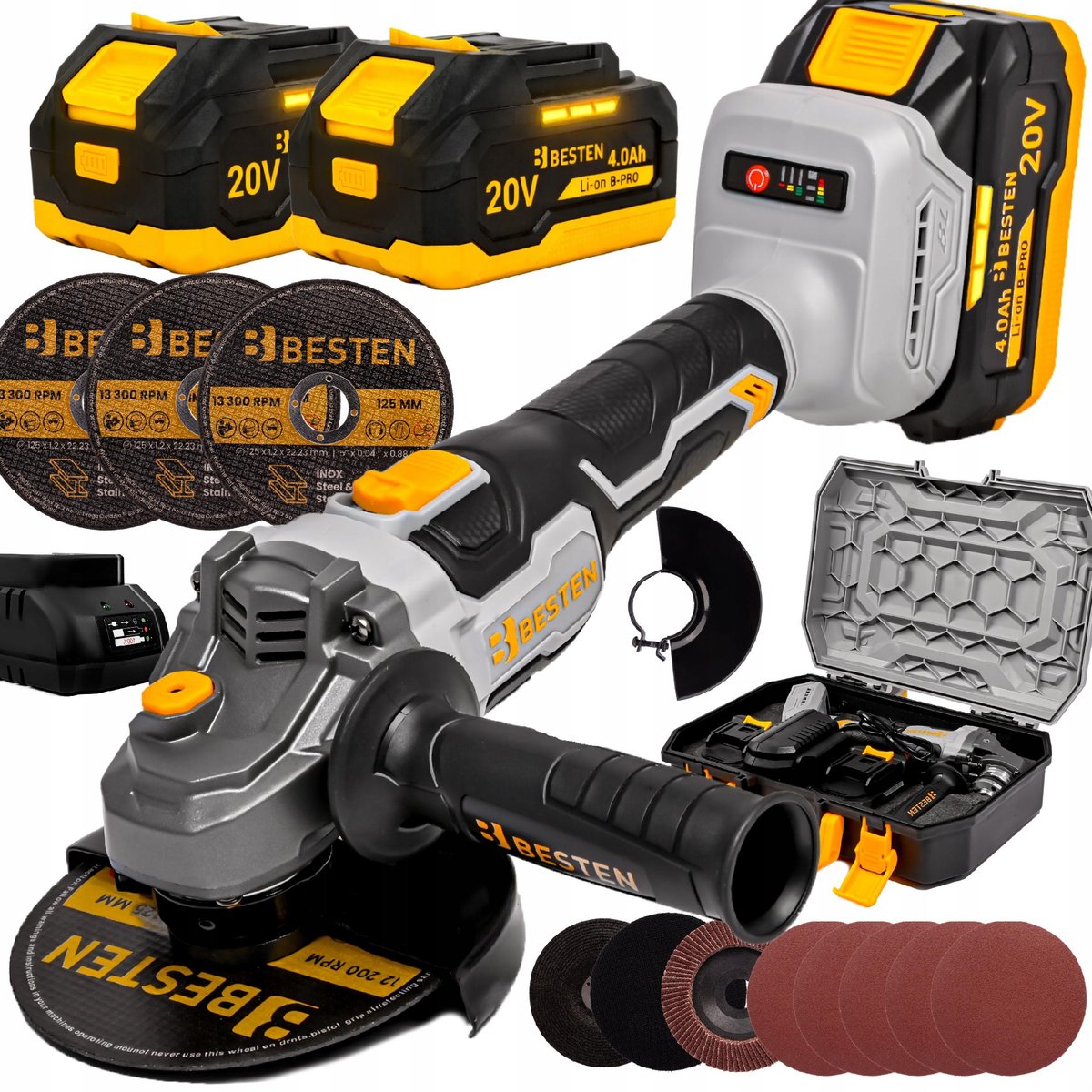 Szlifierka Kątowa Akumulatorowa Bezszczotkowa Kątówka Diax 2XAku 4Ah Zestaw