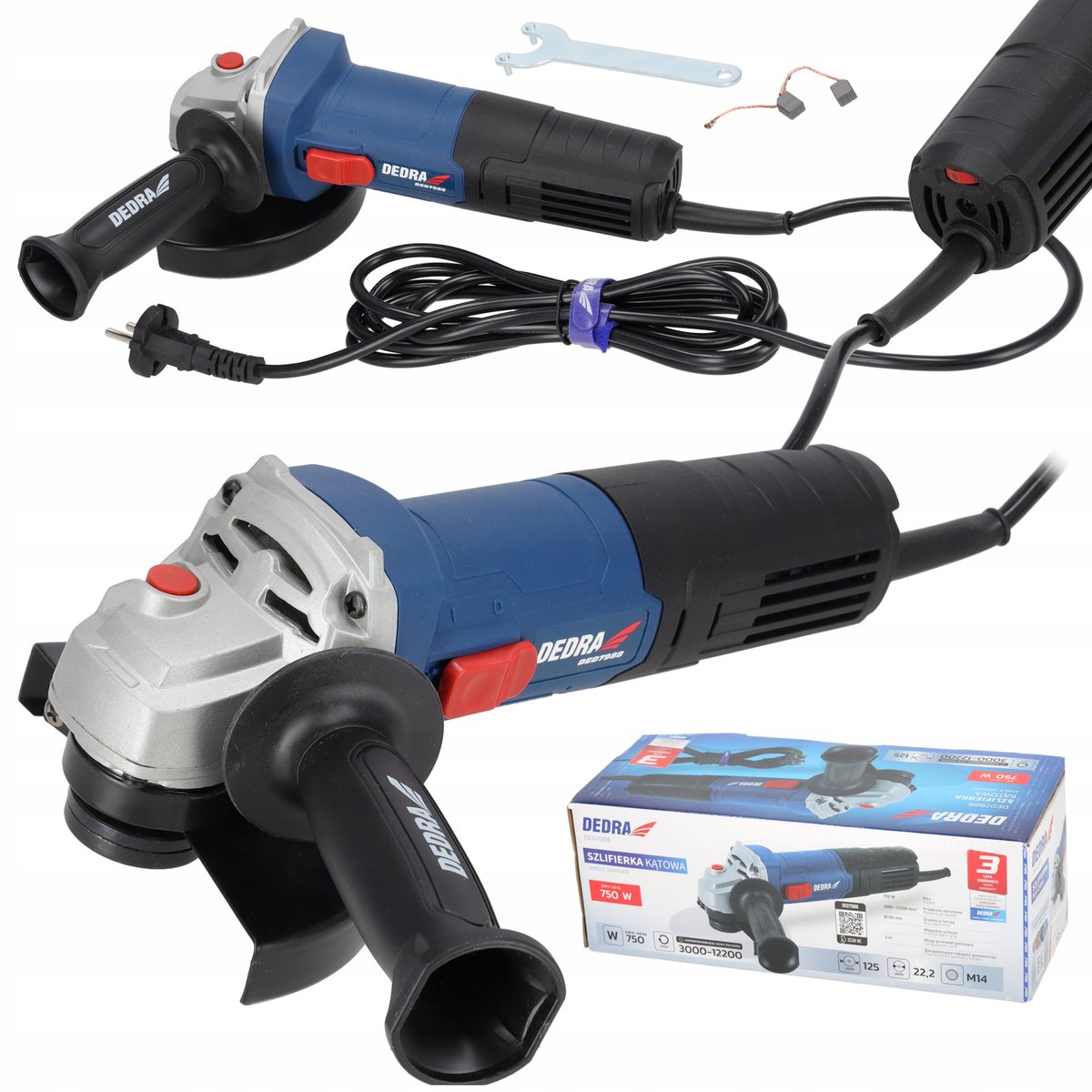 Szlifierka kątowa DEDRA kątówka 750W 125mm z regulacją 0-11000 obr/min.