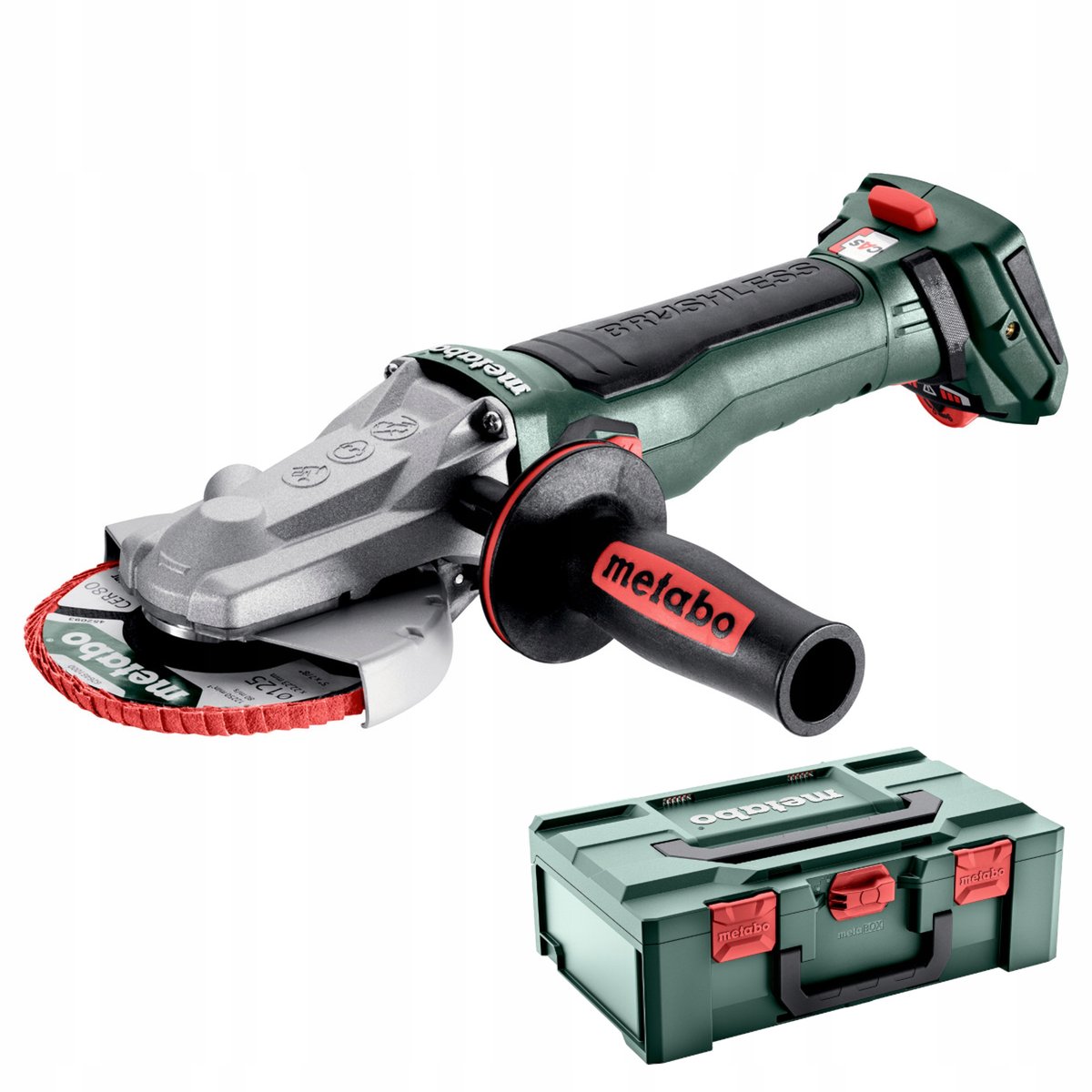 SZLIFIERKA KĄTOWA Z PŁASKĄ GŁOWICĄ METABO WVBF 18 LT BL 11-125 Quick 18V
