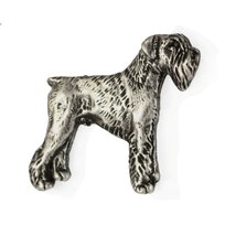 Sznaucer, Schnauzer  - posrebrzana broszka z psem, elegancki pin, ozdoba klapy marynarki marki Art-Dog