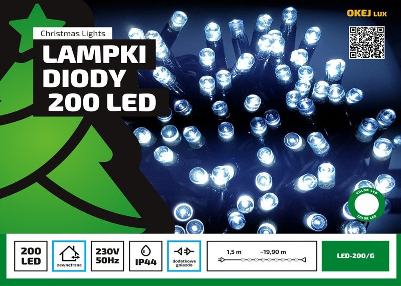 Sznur świetlny MULTIMIX, 200 LED, 20 m, nr 1759, barwa zimna biała