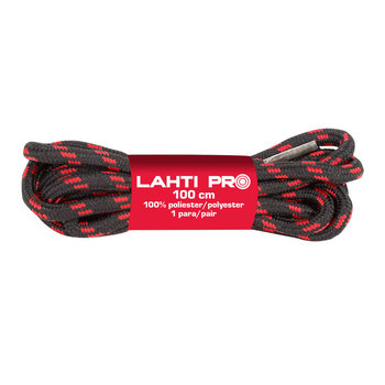 Sznurowadła okrągłe Czarno-czerwone L904015P, 10 par, 150 cm, Lahti - Lahti PRO