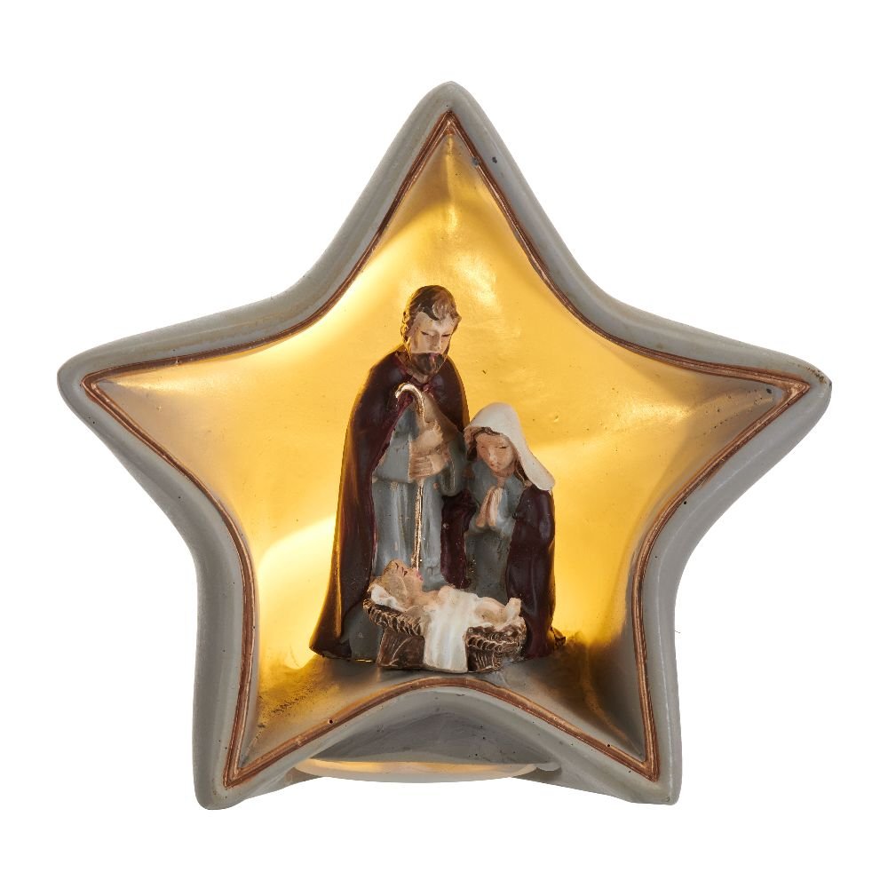 Szopka Bożonarodzeniowa Led Gwiazda 9,5 Cm Holy Family VILLA ITALIA