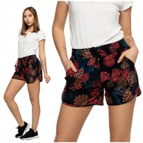 Szorty Damskie Krótkie Spodenki Dresowe w Kwiaty Wiązane Wygodne MORAJ 3XL
