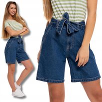 Szorty Damskie MORAJ Krótkie Spodenki Jeansowe z Paskiem Wysoki Stan XXL