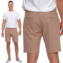 Szorty Męskie Spodenki Z Kieszeniami Lniane W Stylu Chino Lato Moraj 3Xl Beige