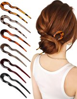 Szpilki do Włosów w Kształcie Litery U - 6 Sztuk Duże Szpilki, z Designem Falistym i Antypoślizgowym, do Chignon i Stylu Francuskiego, dla Wszystkich Typów Włosów, 6 Kolorów Inna marka
