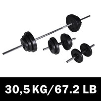Sztanga i dwie hantle, zestaw, 30,5 kg VMP
