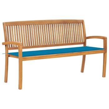 Sztaplowana ławka ogrodowa z poduszką, 159 cm, drewno tekowe - vidaXL