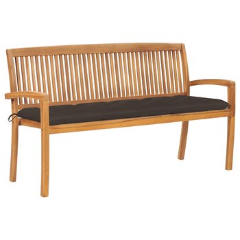 Sztaplowana ławka ogrodowa z poduszką, 159 cm, drewno tekowe - vidaXL