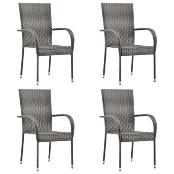 Sztaplowane krzesła ogrodowe, 4 szt., szare, polirattan - vidaXL
