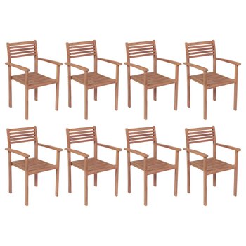 Sztaplowane krzesła ogrodowe, 8 szt., lite drewno tekowe - vidaXL