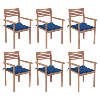 Sztaplowane krzesła ogrodowe z poduszkami, 6 szt., tekowe - vidaXL
