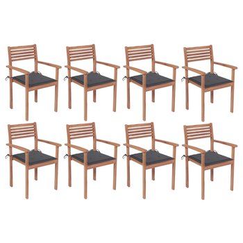 Sztaplowane krzesła ogrodowe z poduszkami, 8 szt., tekowe - vidaXL