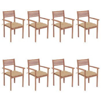 Sztaplowane krzesła ogrodowe z poduszkami, 8 szt., tekowe - vidaXL