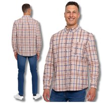 Sztruksowa Koszula Męska 100% Bawełna w Kratę Długi Rękaw Wygodna Moraj XXL