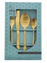 SZTUĆCE ZŁOTE KOMPLET ZESTAW sztućców 16 elementów