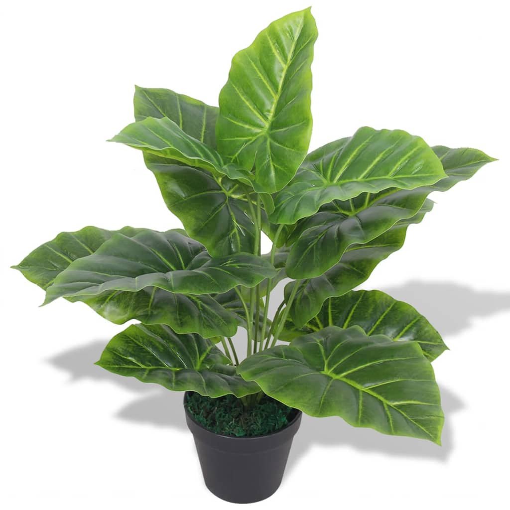 Sztuczna kolokazja jadalna z doniczką, zielona, 45 cm
