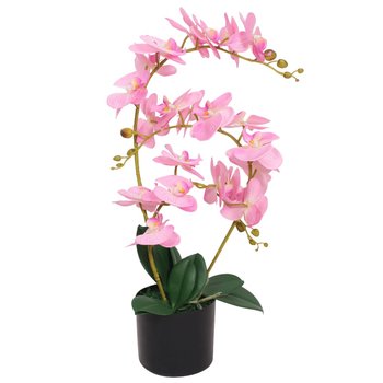 Sztuczna orchidea różowa 65cm, 4 liście, 21 kwiató - Zakito Europe