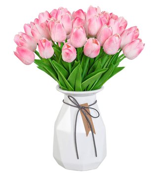 Sztuczne różowe tulipany bukiet 10szt kwiaty dekoracyjne ozdobne urodziny wesele wystrój - Edibazzar