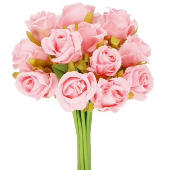 Sztuczny bukiet róż 12 różowych kwiatów dekoracyjnych 26 cm ozdoba roślinna - Springos