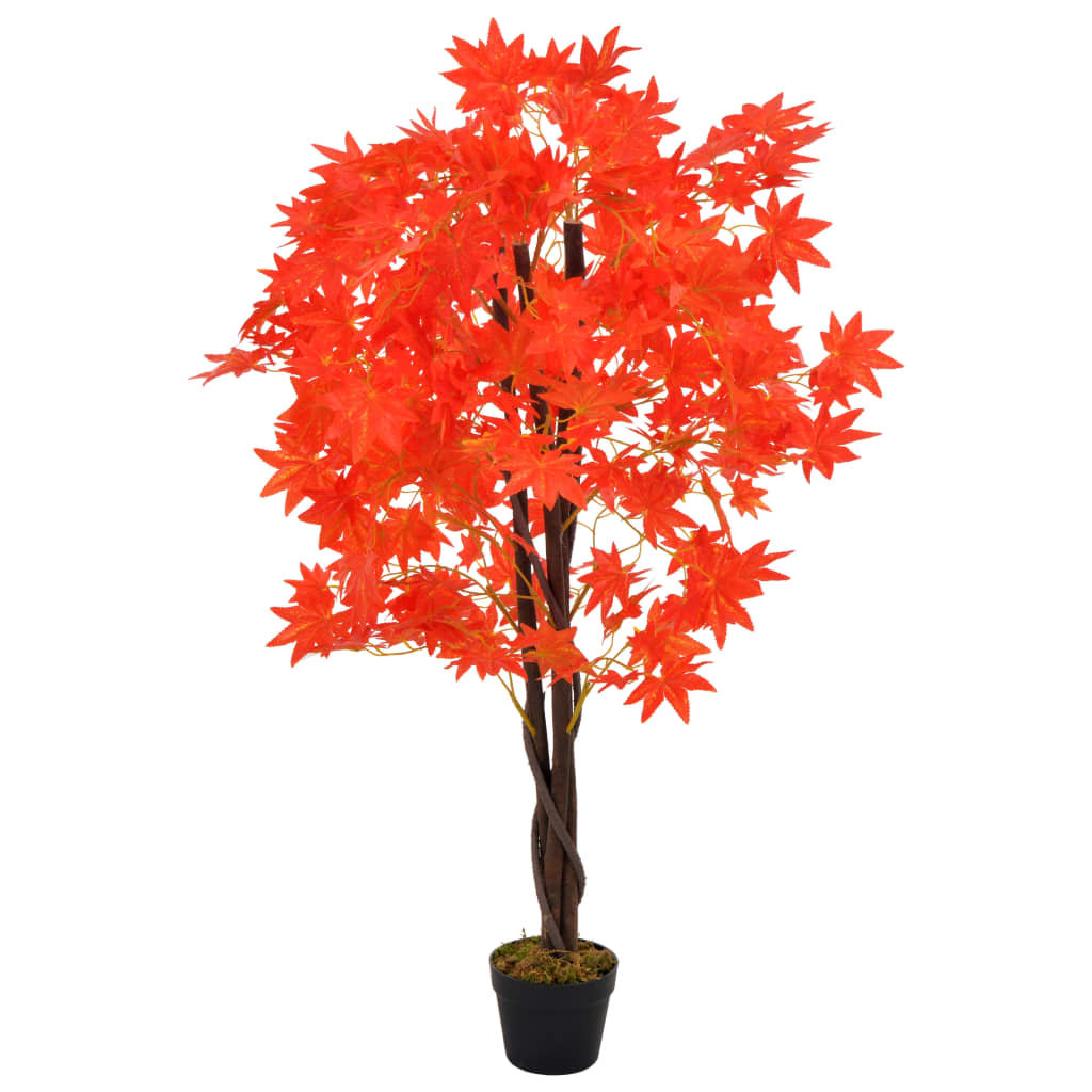 Sztuczny klon z doniczką VIDAXL, czerwony, 120 cm