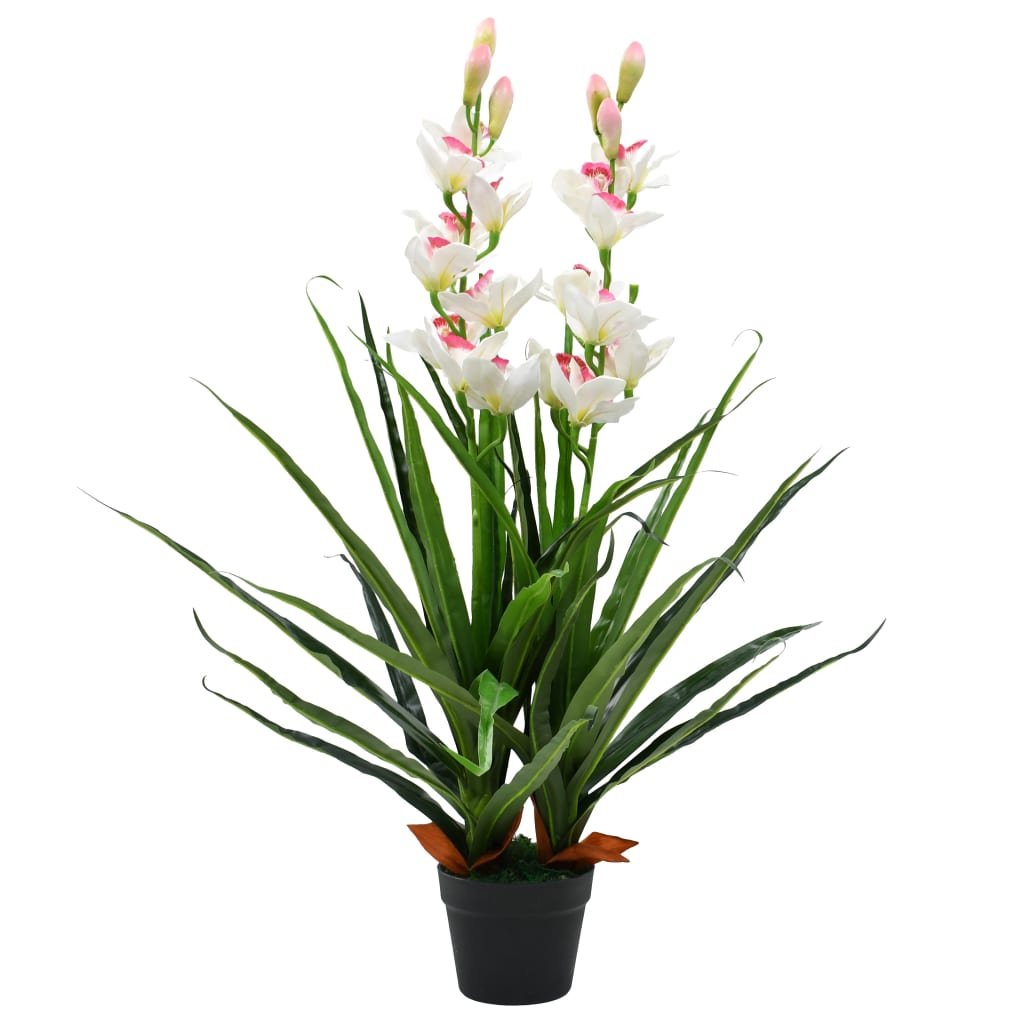Sztuczny storczyk cymbidium z doniczką, zielony, 100 cm