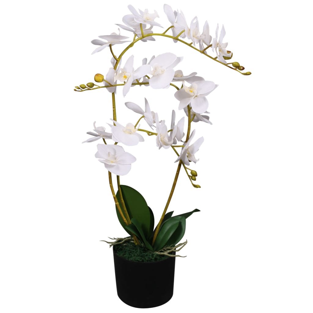 Sztuczny storczyk z doniczką, biały, 65 cm