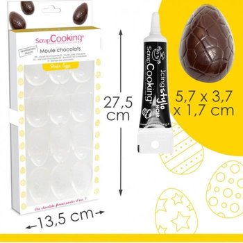 Sztywna forma na 6 czekoladowych jajek + czarna lukierka - Youdoit