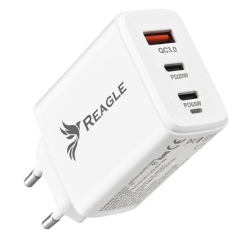 SZYBKA ŁADOWARKA GaN 65W PD 2x USB C QC 3.0 DO LAPTOPA MACBOOK IPHONE USB-C - Reagle