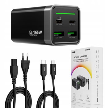 Szybka Ładowarka Na Biurko Usb C 4X Usb 65W Typ C + Kabel Usb C 100W - DEKO Electronics