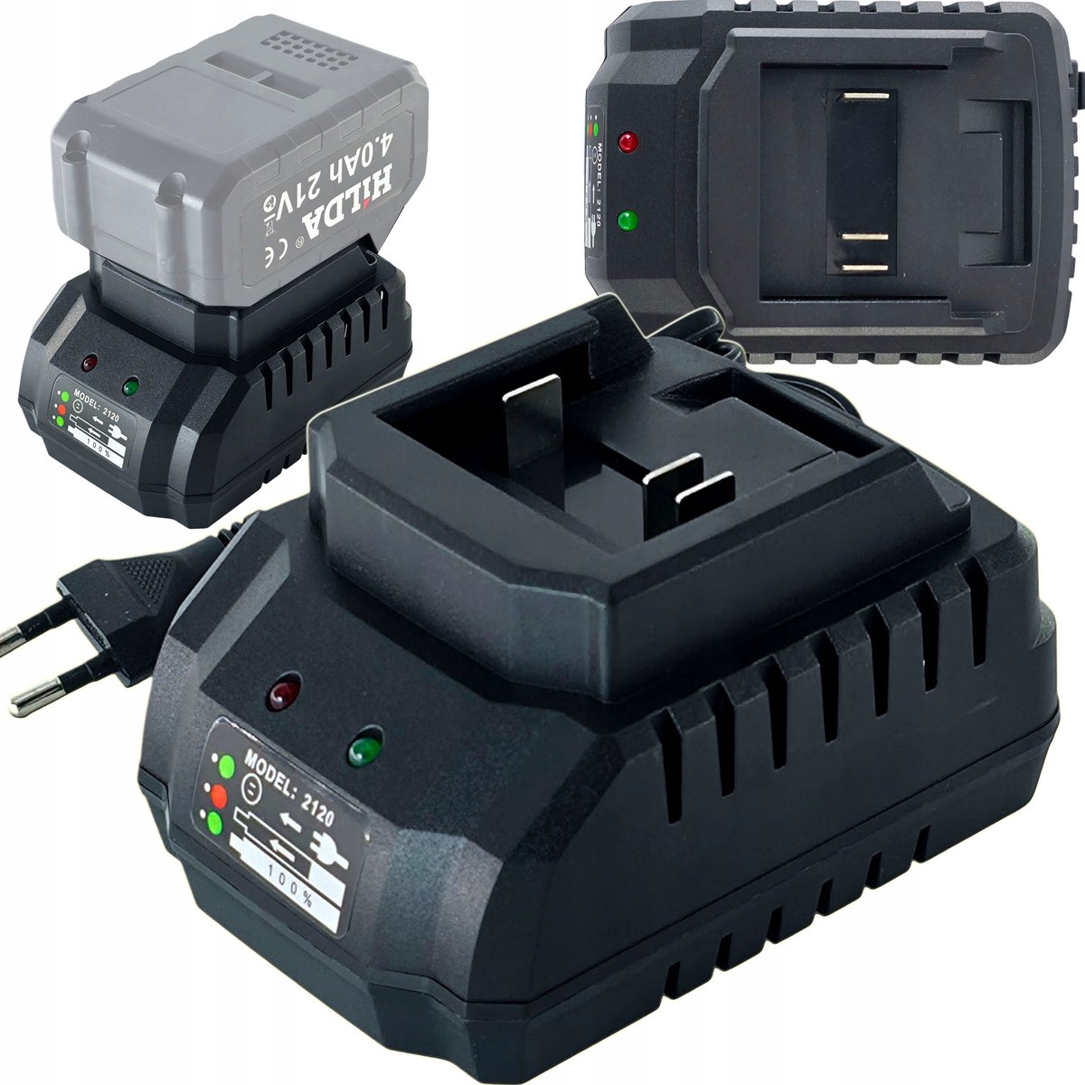 SZYBKA ŁADOWARKA PIŁY SEKATORA WIERTARKI FAST CHARGER HILDA 21V 2A 42W LED