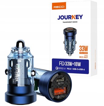 SZYBKA ŁADOWARKA SAMOCHODOWA USB-C TYP C i USB QC PD 3A 33W RECCI - Recci