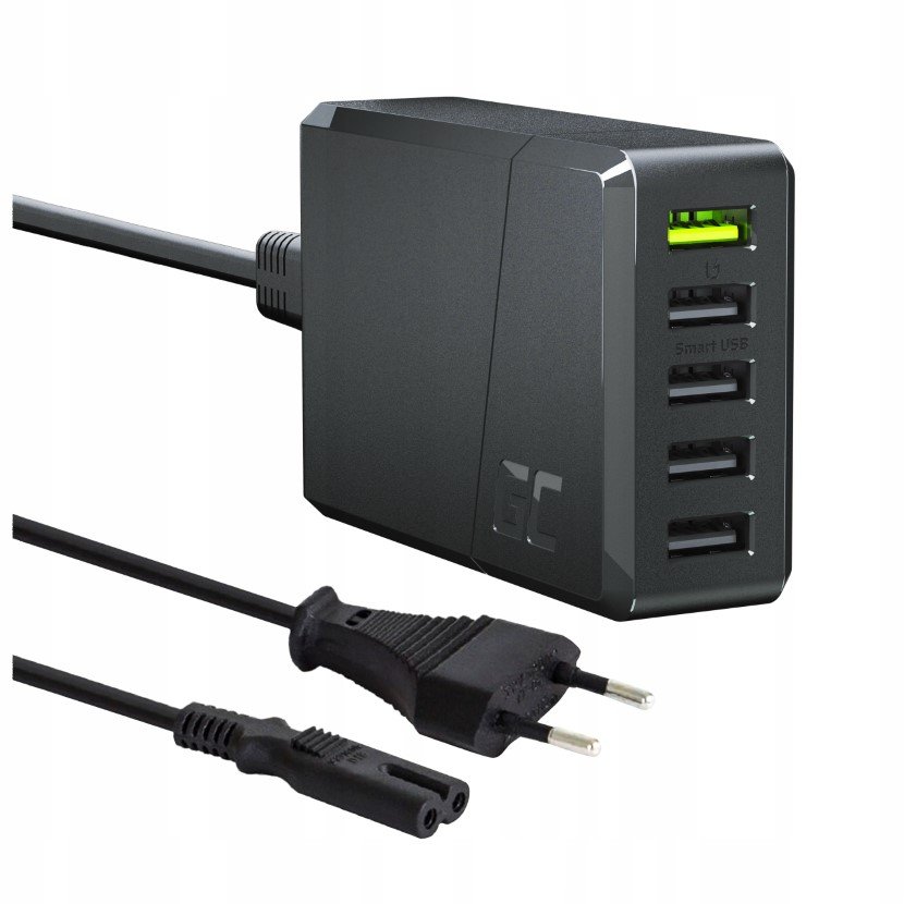 Szybka Ładowarka Sieciowa Zasilacz 52W Green Cell 5X Usb-A + Kabel Ac 1.2M