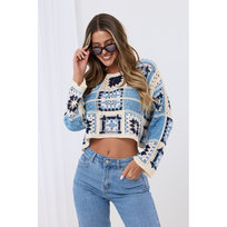 Szydełkowa bluzka typu crop top w stylu boho / Niebieska Inna marka