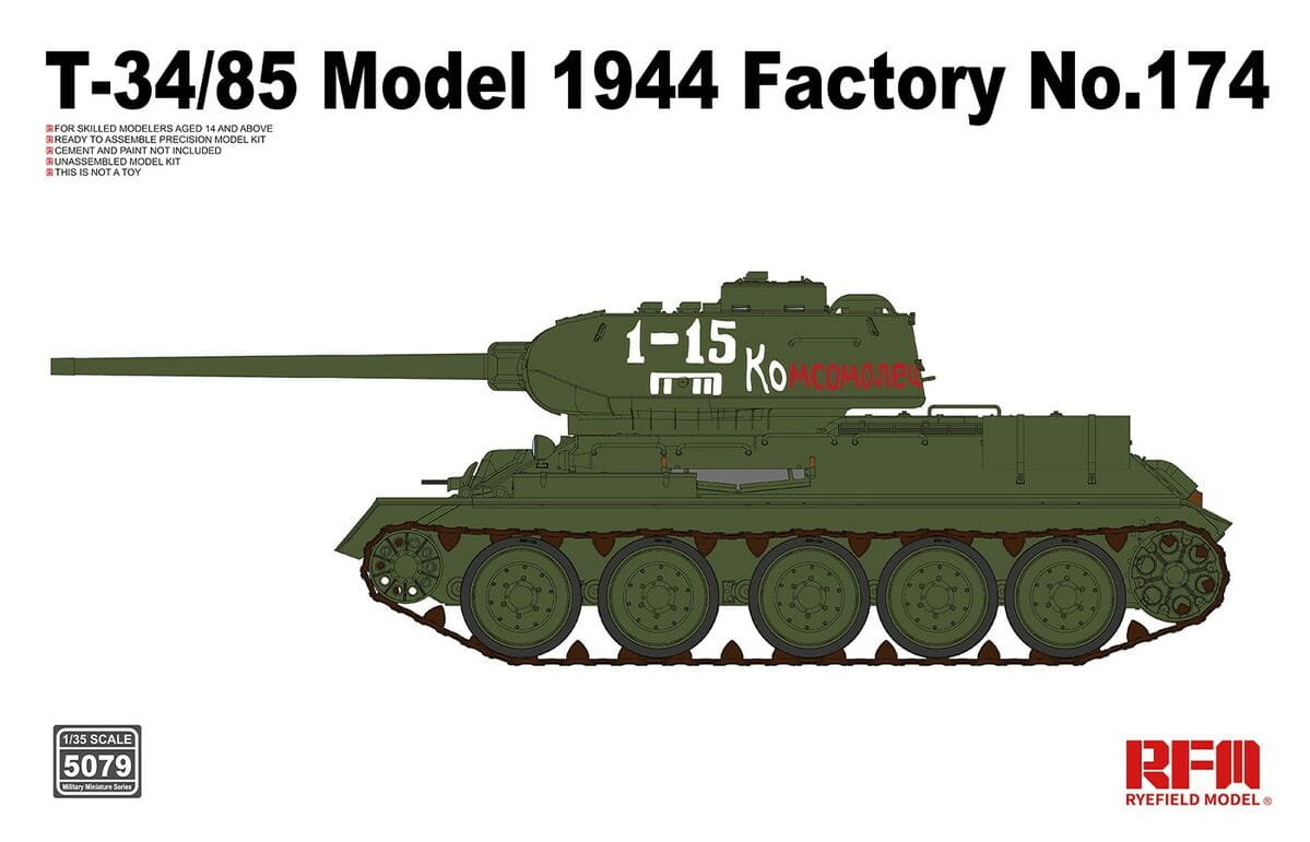 Фото - Збірна модель T-34/85 Model 1944 Factory No.174 1:35 Rye Field Model 5079