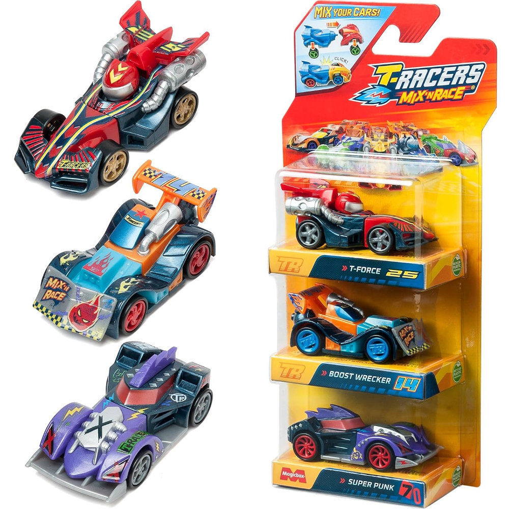 T-RACERS Mix 'N Race – Collection 1/2 De 12 Voitures à Personnaliser : Pièces Et Roues Interchangeables Pour Des Combos Uniques