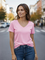 T-shirt BASIC M róż jasny SZACHOWNICA