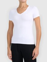 T-shirt basic z dekoltem typu serek damski 4F 4FWMM00TTSHF3307-10S Biały S 4F