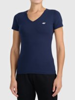 T-shirt basic z dekoltem typu serek damski 4F 4FWMM00TTSHF3307-31S Niebieski XS 4F