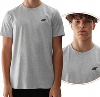 T-shirt bawełniany regular gładki męski 4F 4FWSS24TTSHM1154-27M Szary 4F