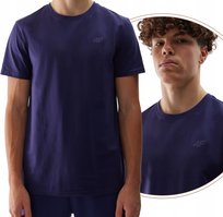 T-shirt bawełniany regular gładki męski 4F 4FWSS24TTSHM1154-31S Granatowy 4F