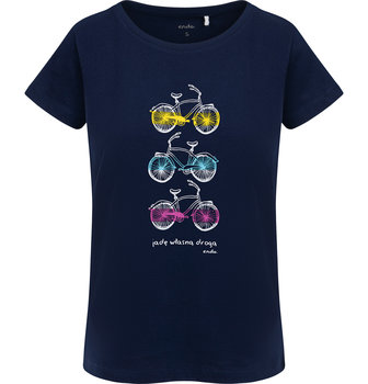 T-shirt Bluzka Damski damska bawełniana z Rowerami M 38  Granatowa  Endo - Endo