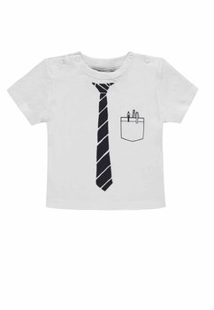 T-shirt chłopięcy, biały, krawat, Kanz - Kanz