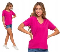 T-Shirt Damski Bawełna PREMIUM Luźna Koszulka Wygodna Dekolt V MORAJ S