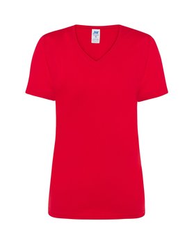 T-shirt Damski czerwony dekolt w serek roz. M - REIS