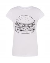 T-Shirt damski fajny duży nadruk Burger r.XL