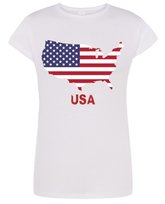 T-Shirt damski fajny nadruk flaga USA r.L